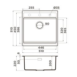 Omoikiri Kitagawa 51-GB Artceramic/графит