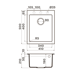 Omoikiri Bosen 41A-GB Artceramic/графит