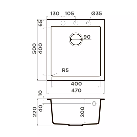 Omoikiri Bosen 47A-GB Artceramic/графит