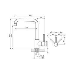 GRANULA KS-7110, МАТОВАЯ СТАЛЬ, СМЕСИТЕЛЬ КУХОННЫЙ KITCHEN SPACE