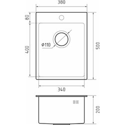 Rivelato Rinox 3850 нерж.сталь 1 чаша 380*500*200 мм