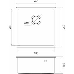 Rivelato Rinox 4444 UN нерж.сталь 1 чаша 440*440*200 мм