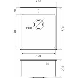 Rivelato Rinox 4450 нерж.сталь 1 чаша 440*500*200 мм