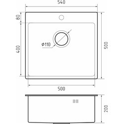 Rivelato Rinox 5450 нерж.сталь 1 чаша 540*500*200 мм