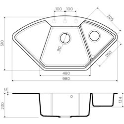 Omoikiri Yonaka 98-C-GR Artgranit/leningrad grey