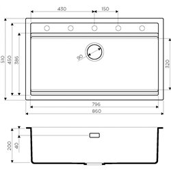 Omoikiri Kitagawa 86-LB-GB Artceramic/графит