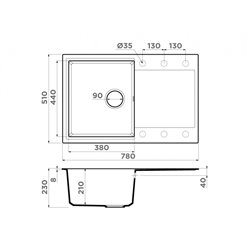 Omoikiri Daisen 78T-WH Tetogranit/белый